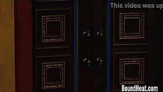 Busty big natural tits lesbian slave uses strapon to pleasure her madame