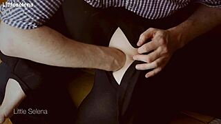 Deep anal fisting contrasts with black dress