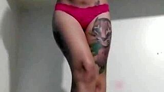 Slim Peruvian Latina flaunts long legs