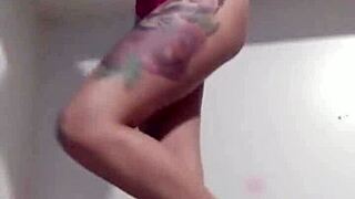 Slim Peruvian Latina flaunts long legs