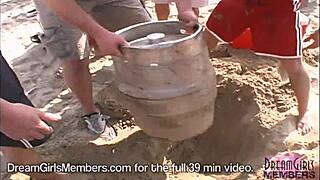 Dream girl flashes boobs and pussy in bikinis at texas beach party