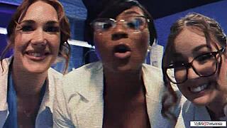 i thnk three shemale sexdolls lickd and fuckd a busty milf scientist