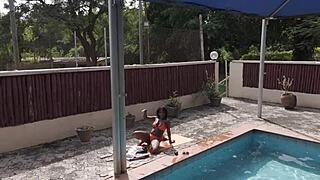 fun at the pool flower gets her pussy eaten 😍