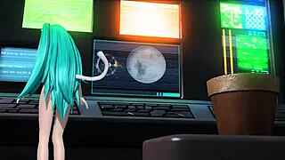 hatsune miku in a full nude cat costume