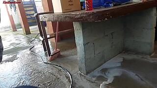 my wife went out and the short hot maid with big ass grabbed my big cock and put it inside her pussy in the house