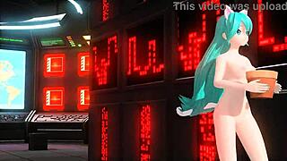 hatsune miku in a full nude cat costume