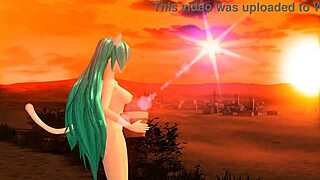 hatsune miku in a full nude cat costume