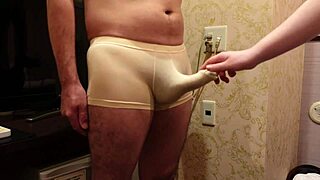 Do you see this weak male organ being rubbed roughly on the glans for hours? It shoots cum in femdom