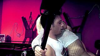 Can't wait to fuck mistress? Guy rips her fishnets off