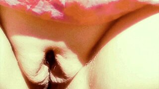 Mature woman flashes her swollen shaved pussy outdoors