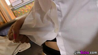 In stockings, the euro teen sucks the old man's dick passionately.