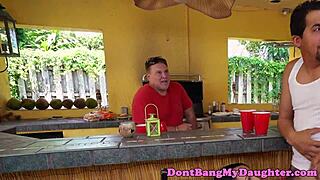 this petite teen anally riding senior's cock