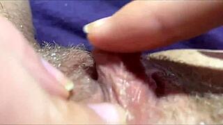 big clit builds to explosive orgasm in closeup view