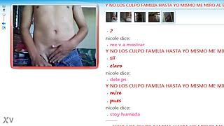 Chico engages in a casual webcam chat on MSN with friends
