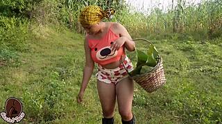 adigun the farmer fucks wife on ranch outdoor