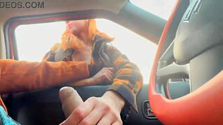 stranger girl catches public dick flash, shows boobs and helps jerk off