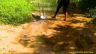 i'm fucking this african whore in the stream with my big dick