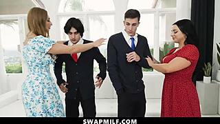 Skylar Snow and Payton Preslee fuck stepsons in taboo milf swap!