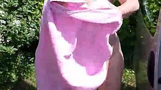 Amateur Housewife Strips Naked Beside Car After Beach Day