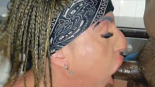 Giant BBC destroys her ass in deepthroat scene