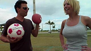 blonde milf gets picked up at the park and gets young 18+ cock stuffed into her pussy