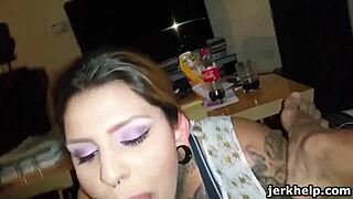Can You Handle Watching Your Slutty Tatted Girlfriend Suck Big Cock And Swallow Cum?
