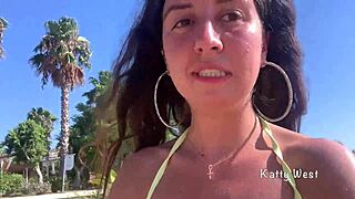 crazy girl pees in panties on public beach