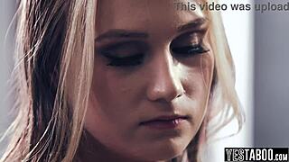 Horny mature teachers double penetrate teen student in classroom