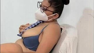 My 60-year-old stepmother wearin' her student uniform wanna make me have sex in it, a fetish