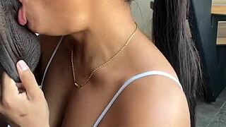 Craving a huge cock in her mouth? This amateur brunette couple delivers deepthroat action.