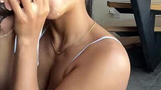 Craving a huge cock in her mouth? This amateur brunette couple delivers deepthroat action.