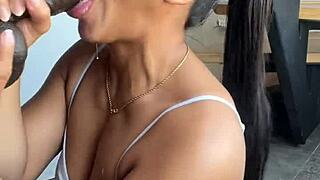 Craving a huge cock in her mouth? This amateur brunette couple delivers deepthroat action.