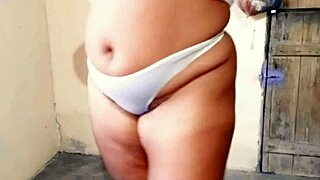 bbw wife trying on thong panties from neighbor