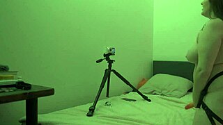 backstage bbw brunette laughs during bdsm video shoot