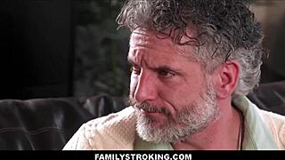 cute teen stepdaughter strokes uncle's big cock