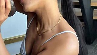 Craving a huge cock in her mouth? This amateur brunette couple delivers deepthroat action.