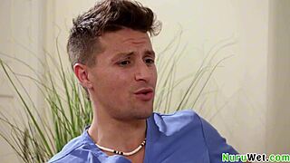 big ass blondie reveals her wet shaved pussy during a sensual butt massage with jay romero