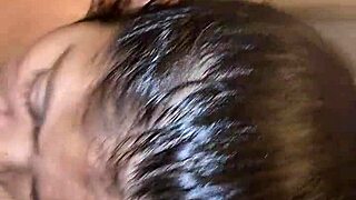 my wife starts sucking her own tits in dirty latina blowjob