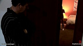 the wrestler dominates the bound milf with intense anal action