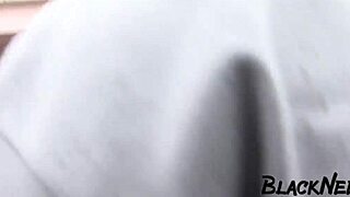 Interracial sex with a busty milf getting her ass fucked rough.