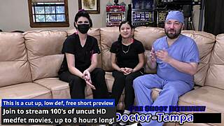 Dr Tampa examines bratty orphans in cheerleading physical with Mya 😉