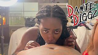 Ebony baddies suck boyfriends' cocks in sucking contest