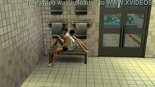 Sims characters engage in simulated activities within the gym environment