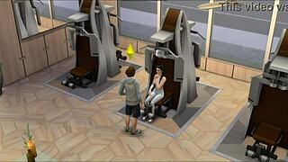 Sims characters engage in simulated activities within the gym environment