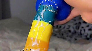 ebony girl with big breast vs rose toy and dildo masturbation