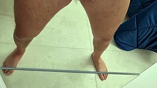 My brother likes being spied on while jerking his big cock and fucking the bed with moans and rubs - sexy guy cums hard on the mirror