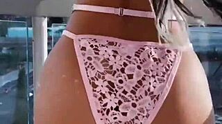 pink lingerie on latina model