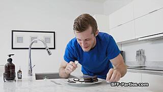 At the pajama party, teens got wild with blowjobs and foursome fucking in pov.