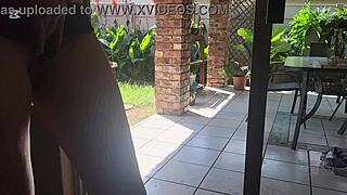 My stepsis fucking dildo on glass door so I can see the penetration really well while jerking off.