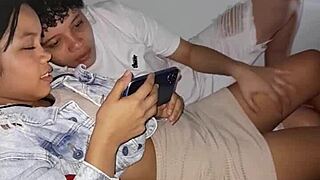 I find my stepsister watching porn, make a bet, and we end up fucking